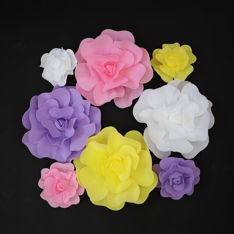 造花 ローズ 薔薇 ウェディング 結婚式 パーティー イベント 装飾 飾り 店舗ディスプレイ ショーウィンドウ フォトスタジオ 撮影背景 ホームデコレーション 壁飾り 形状自在 平底 TPE素材 ピンク イエロー パープル ホワイト