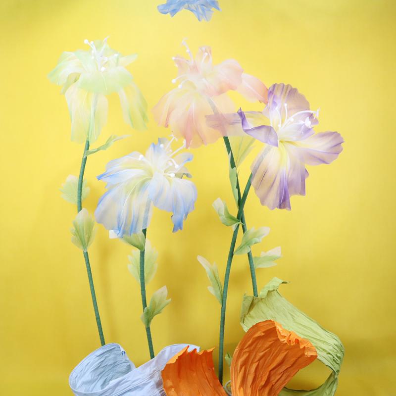 造花 アイリス 60cm メッシュ アートフラワー ウェディング 結婚式 ブライダル 挙式会場装飾 通路飾り付け フォトプロップス 写真撮影 イベント パーティー ディスプレイ 華やか