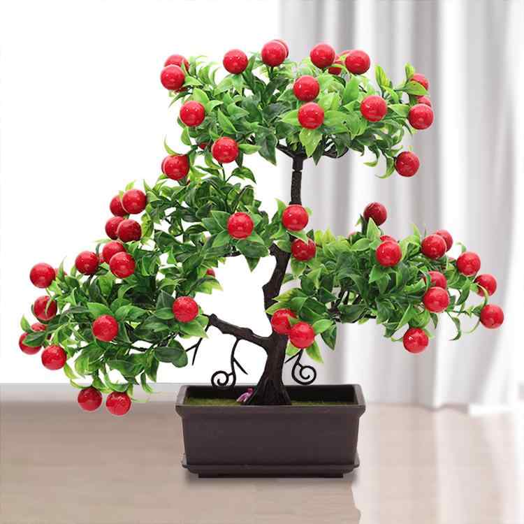 フェイクグリーン リアルな人工フルーツ 赤い実 プラスチック製 卓上盆栽 オブジェ インテリア雑貨 お..