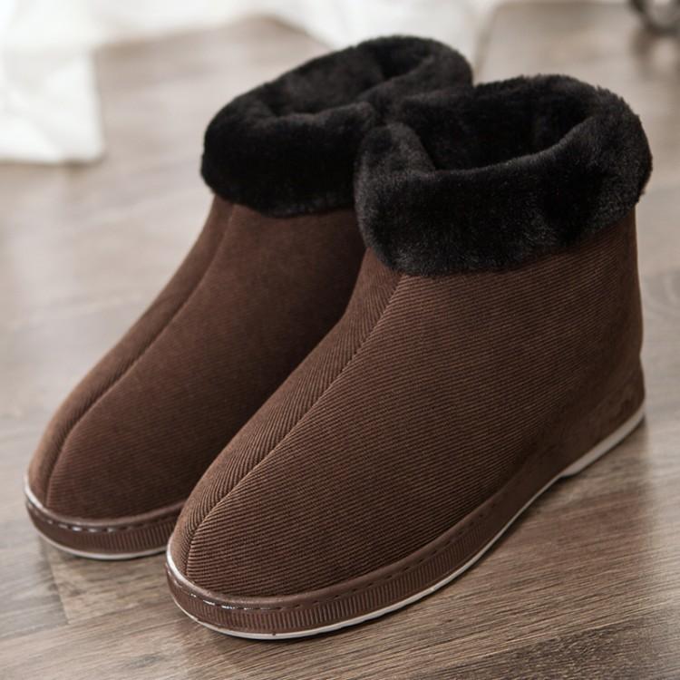 ルームシューズ シニア向け 男女兼用 ファスナー付き 綿靴 コーデュロイ 厚手 もこもこ ボア スリッパ ..