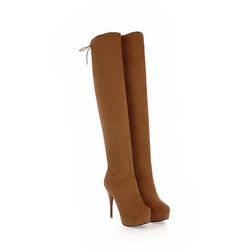 ブーツ レディース 秋冬 欧米スタイル スエード調 伸縮性 ストレッチ ニーハイ ロングブーツ オーバー..