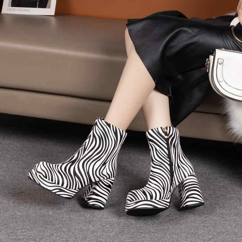 ショートブーツ レディース 女性用 ラウンドトゥ 太ヒール サイドジッパー ハイヒール 欧米風 ファッシ..