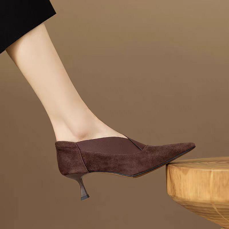 パンプス レディース フレンチスタイル ワインレッド Vカット ポインテッドトゥ 細ヒール スエード調 ソフト合皮 シンプル エレガント オフィス フォーマル 普段使い 履きやすい 秋冬