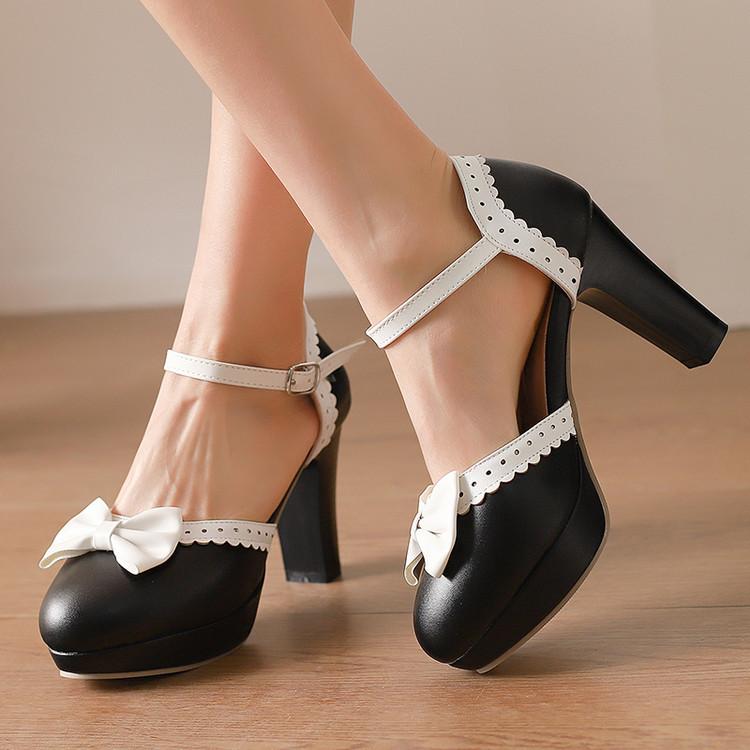 サンダル 厚底 ハイヒール ポインテッドトゥ カットアウト リボン 花柄 カットワーク 合成皮革 おしゃ..