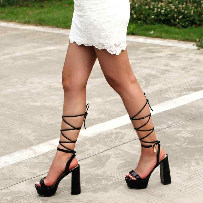 サンダル レディース 女性用 オープントゥ 太ヒール チャンキーヒール クロスストラップ 厚底 プラット..