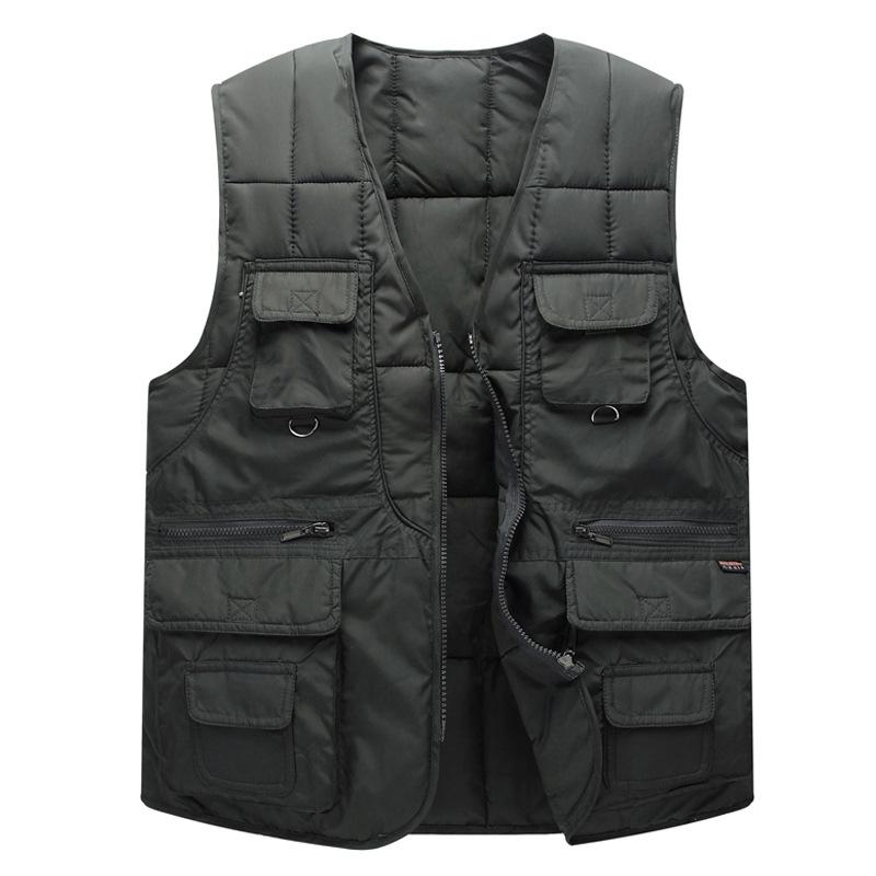 ベスト ジレ メンズ 男性用 お父さん シニア 中高年 秋冬 厚手 肉厚 中綿 フェイクダウン 防寒 多ポケット 多機能ポケット 大きいサイズ ビッグサイズ ゆったり Vネック カジュアル