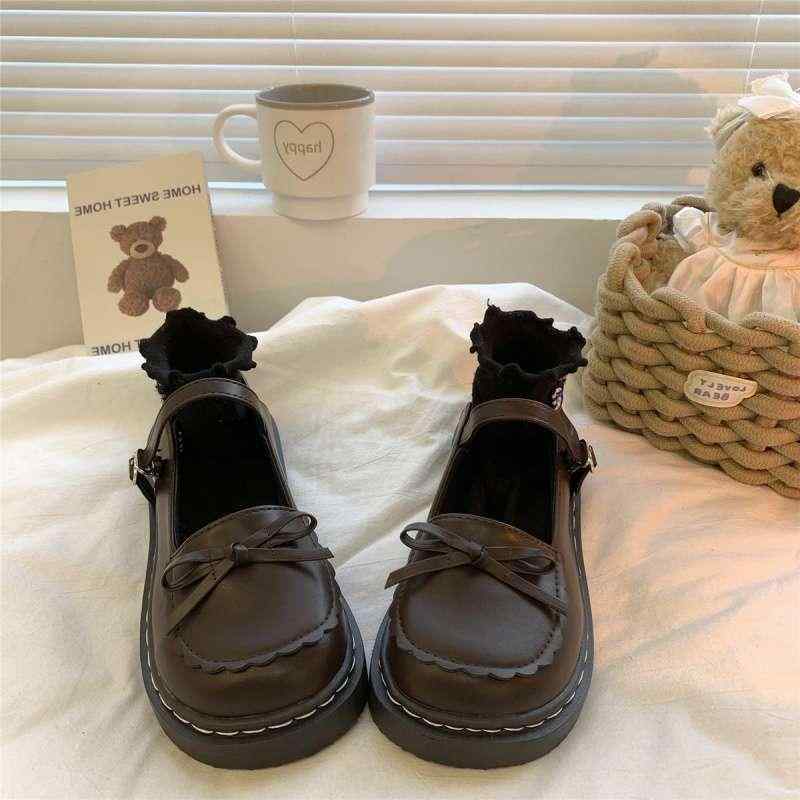 メリージェーンシューズ レディース ブラック 厚底フラットソール PUレザー 学生 ロリータ JKスタイル 韓国ファッション 万能 春夏 ストラップ ローヒール デイリーカジュアル