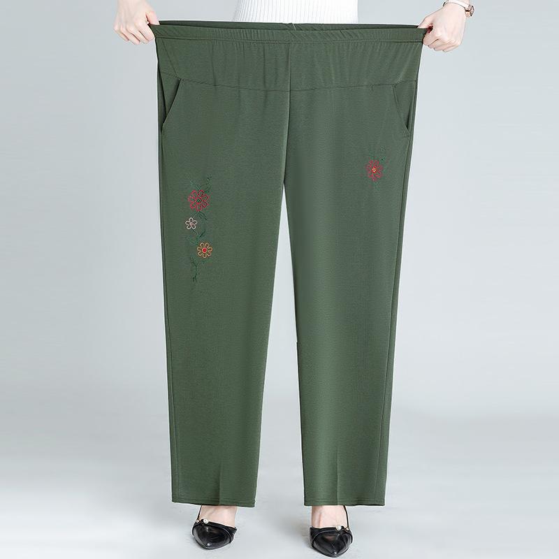 ボトムス レディース ママ シニア 高齢者 おばあちゃん ゆったり 大きいサイズ ゆるめ ストレートパンツ 九分丈 春夏 薄手 ポリエステル 伸縮性 ポケット付き カジュアル リラックス 普段使い ズボン