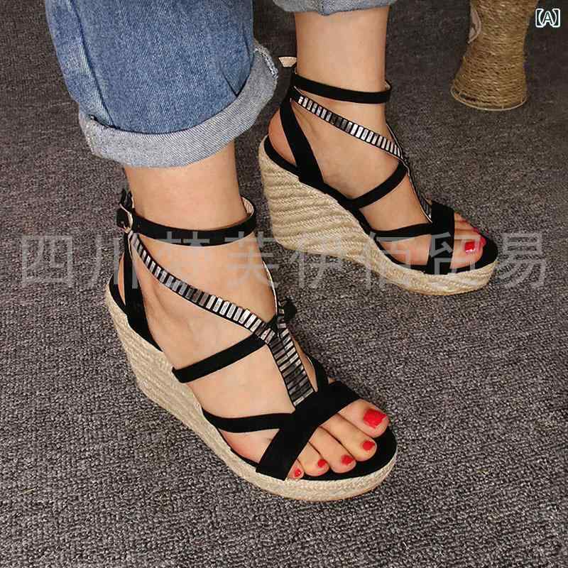 サンダル レディース 欧米風 ファッション おしゃれ 切り替え バイカラー クロスストラップ ウェッジソ..