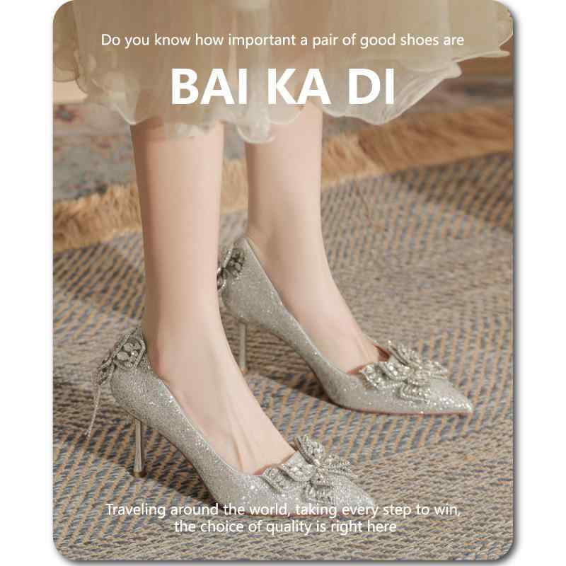 ハイヒール レディース パンプス ポインテッドトゥ スティレット スパンコール フラワーモチーフ ライ..