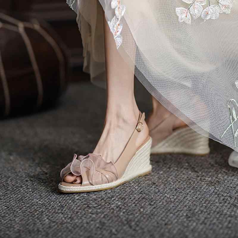 サンダル レディース オープントゥ バックストラップ 厚底 ウェッジヒール ワンストラップ エスパドリ..