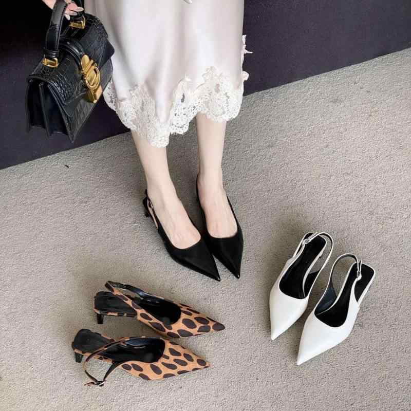 サンダル レディース 春夏 フレンチエレガント 上品 クローズドトゥ ポインテッドトゥ 太ヒール ハイヒ..