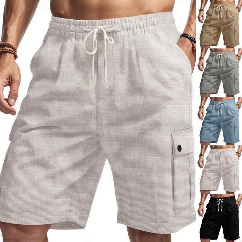 ショートパンツ メンズ 男性用 アメカジ アメリカン アウトドア タクティカル ワーク スタイル ストレート 微ストレッチ 春夏 スラブ 麻 リネン ビーチ カジュアル ハーフパンツ