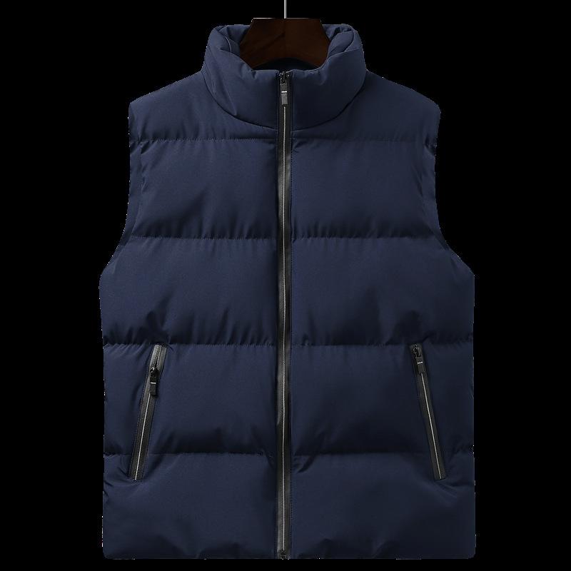 ベスト メンズ 中綿入り スタンドカラー 秋冬 ゆったり ルーズフィット 大きいサイズ ビッグサイズ ノースリーブ ジレ 男性用 カジュアル ビジネス 普段使い 綿 ポリエステル ストレート ファスナー付き