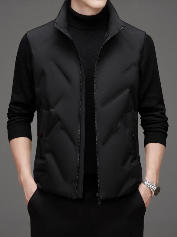 ダウンベスト メンズ 男性用 秋冬 シンプル 着回し アウトドア カジュアル 保温 ダウン 軽量 立襟 ジッ..