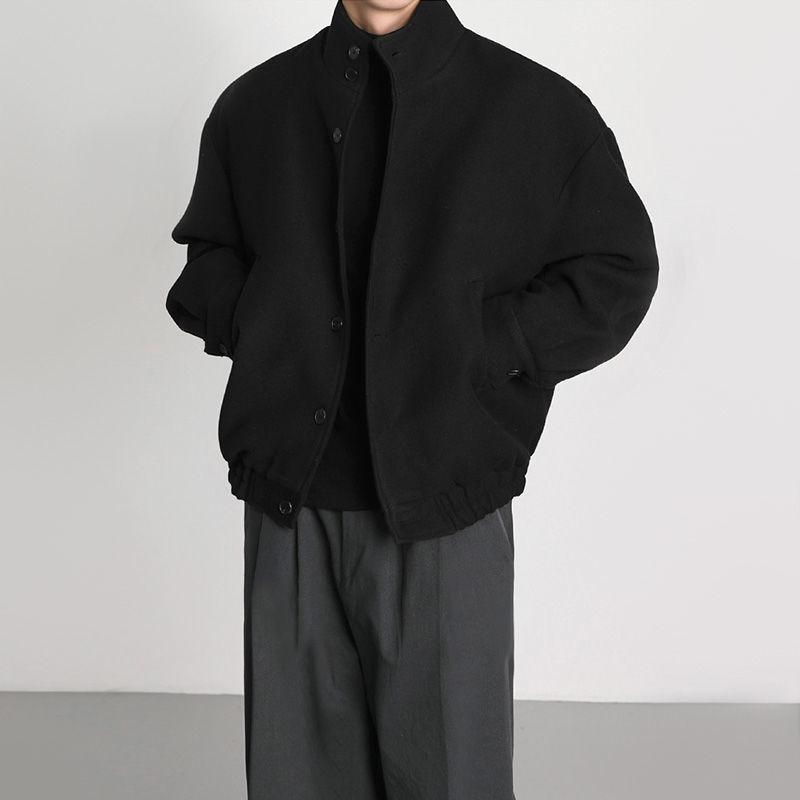 ジャケット メンズ 春秋 韓国 ブリティッシュ ワークジャケット ブルゾン スタンドカラー 襟付き 個性的 薄手 スリムフィット トレンド おしゃれ カジュアル カーキ ブラック