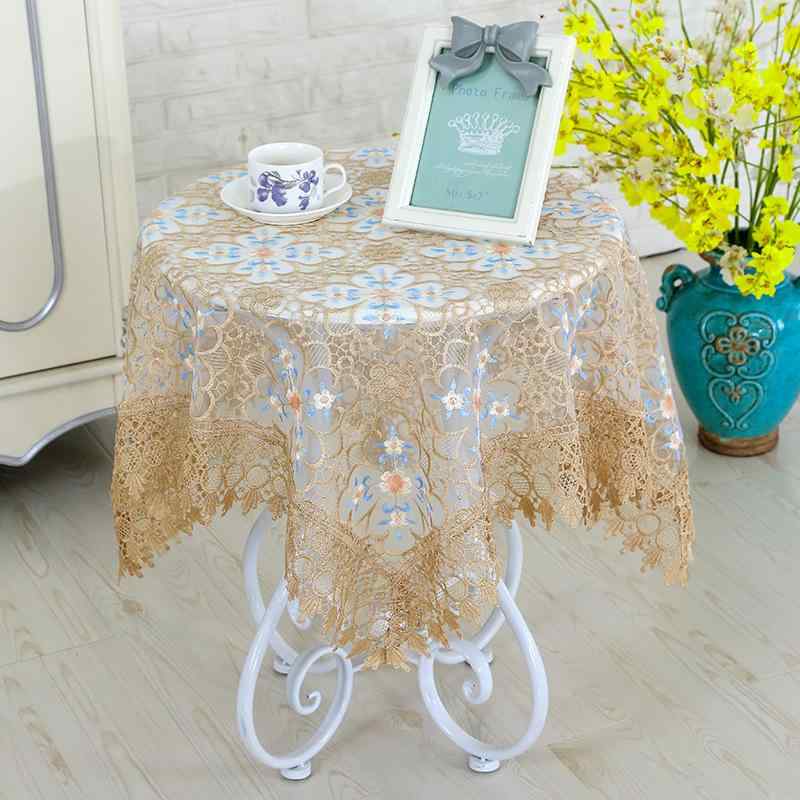テーブルクロス レース刺繍 透かし彫り フラワー 花柄 長方形 円形 ダイニングテーブル コーヒー ベッ..