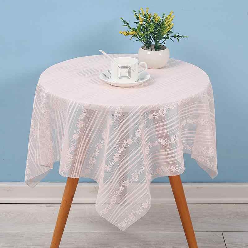 マルチカバー 透かし編み レース 刺繍 白 ホワイト 円形 テーブルクロス 食卓布 レトロ モダン シンプ..