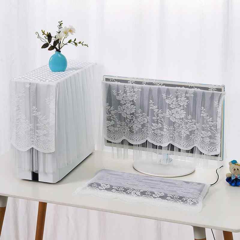 パソコンカバー ディスプレイ デスクトップPC 一体型 液晶モニター レース 布製 ダストカバー モダン ..