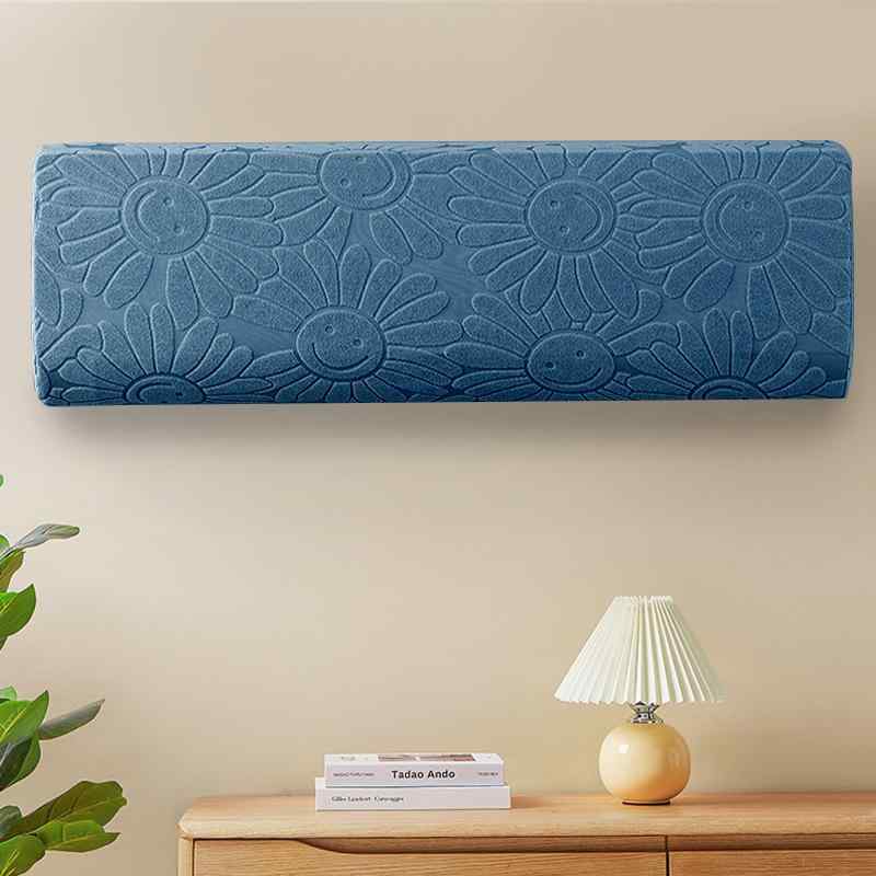 エアコンカバー 壁掛け用 伸縮性 ポリエステル製 防塵 ホコリよけ 全面保護 ファブリック モダン シン..