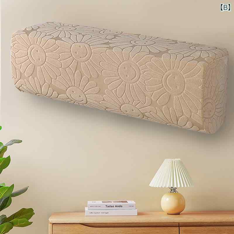 エアコンカバー 壁掛け用 伸縮性 ポリエステル製 防塵 ホコリよけ 全面保護 ファブリック モダン シンプル 家庭用 リビング 寝室 乳白 ミルクティー グレーブルー ダークグレー レモンイエロー ピンク系 ロイヤルブルー オールサイズ対応