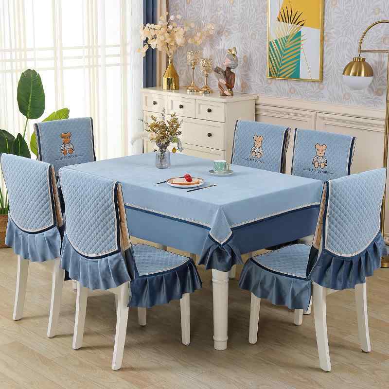 ダイニングセットカバー テーブルクロス 椅子カバー ベロア調 厚手 フルカバー 一体型 座面カバー 背も..