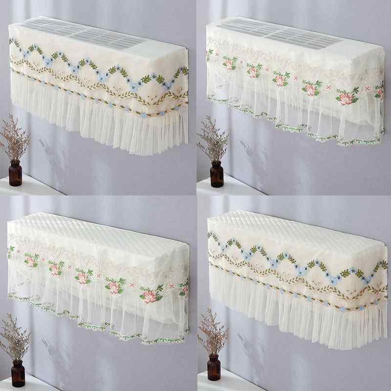 エアコンカバー 壁掛け式 室内用 厚手 レース 布製 運転時取り外し不要 防塵 ホコリよけ 保護カバー ポリエステル繊維 おしゃれ 上品 リビング 寝室用