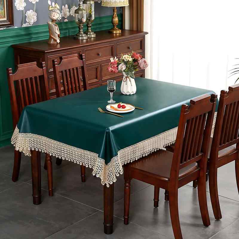 テーブルクロス レザー調 防水 撥水 防汚 防塵 滑り止め 食卓カバー 長方形 円形 北欧 ダイニング リビング コーヒーテーブル グリーン アイボリー ブルー グレー