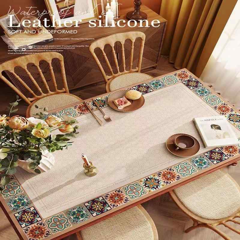 テーブルクロス レザー アメリカンレトロ ヴィンテージ風 モダン 防水 防汚 耐熱 お手入れ簡単 滑り止め ダイニングマット コーヒーテーブルマット 上品 高級感 合皮