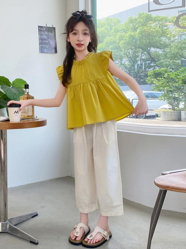 セットアップ 女の子 ジュニア 子供服 ベビー ドール Tシャツ 半袖 プルオーバー ワイドパンツ 長ズボ..