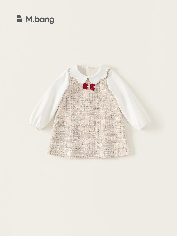 Other - ワンピース 女の子 ベビー キッズ 子供服 襟付き 長袖 リボン Aライン プリンセス フォーマルドレス 上品 かわいい エレガント おしゃれ 結婚式 発表会 春秋 ポリエステル