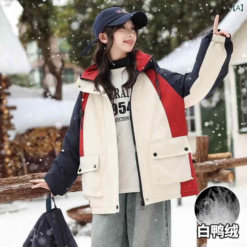 キッズ 女の子 ジュニア ダウンジャケット アウター 厚手 防寒 保温 ゆったり フード付き ミドル丈 韓国 カジュアル モッズコート風 ポリエステル ジップア...