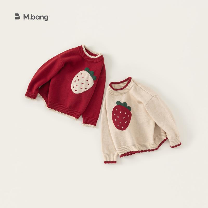 子供服 女の子 ベビー プルオーバー ニット セーター 赤 レッド クリスマス いちご柄 ストロベリー 長袖 丸首 アクリル 柔らかい 秋冬 普段使い お出かけ