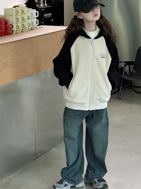 パーカー キッズ 女の子 ジュニア 秋冬 裏起毛 厚手 もこもこ フード付き ジップアップ アウター 韓国 カジュアル 普段使い 通学 暖かい 防寒