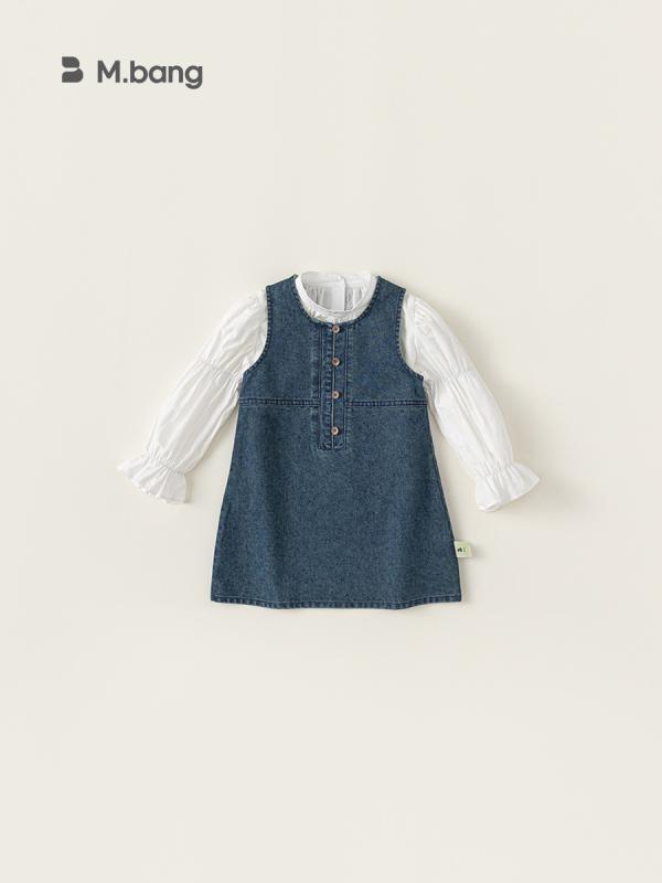 ワンピース 女の子 キッズ デニム サロペットワンピース ジャンパースカート Aライン カジュアル かわいい 普段着 お出かけ着 コットン 綿 ブルー 春秋