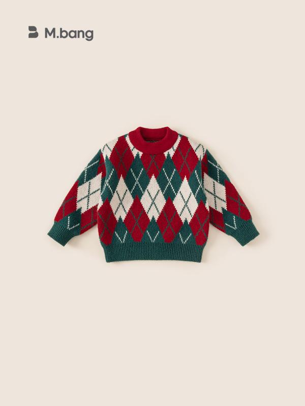 セーター キッズ 女の子 ニット プルオーバー 長袖 ラウンドネック 丸首 クリスマス 秋冬 赤 レッド チ..