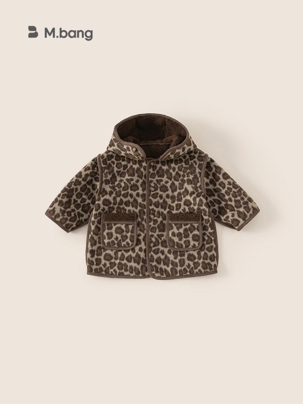 中綿ジャケット キッズ 女の子 男の子 ヒョウ柄 フード付き 裏起毛 厚手 防寒 保温 男女兼用 おしゃれ カジュアル 韓国 冬 ミドル丈 アウター ポリエステ...