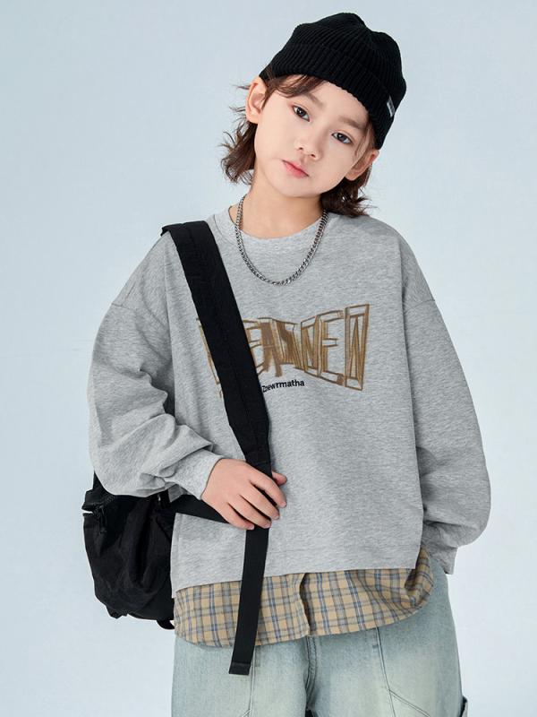 トレーナー 男の子 キッズ ジュニア 切り替え 重ね着風 長袖 スウェット プルオーバー 春秋 綿 コット..