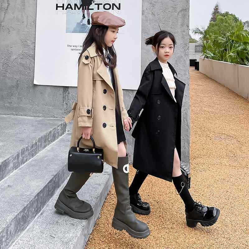 コート 女の子 キッズ ジュニア トレンチコート アウター ブリティッシュスタイル 英国風 きれいめ おしゃれ 上品 エレガント ミドル丈 ダブルボタン ベルト...