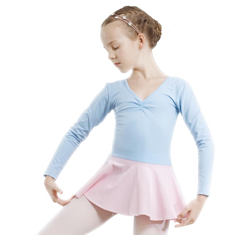 ダンスウェア キッズ 女の子 長袖 レオタード バレエスカート ソフトな着心地 発表会 練習用 リボン 綿..