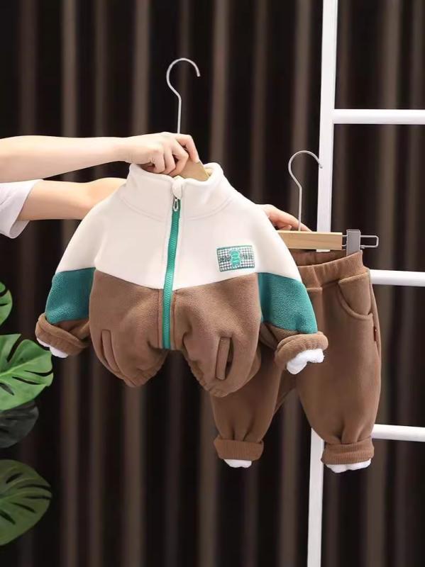 キッズ 男の子 セットアップ 秋冬 裏起毛 厚手 上下セット 長袖 ロングパンツ ジップアップ 綿 コット..