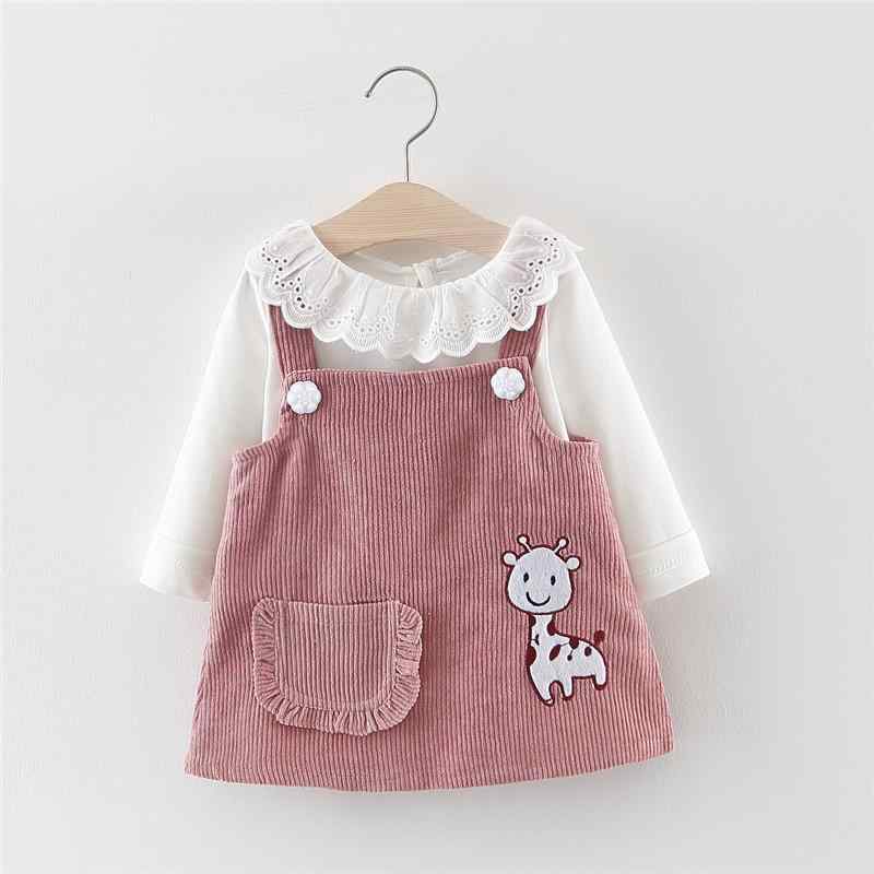 セットアップ 女の子 1-4歳児 カジュアル かわいい Tシャツ トップス ジャンパースカート バンビ柄 2点セット 綿素材 春秋 イエロー ピンク 普段使い お出かけ