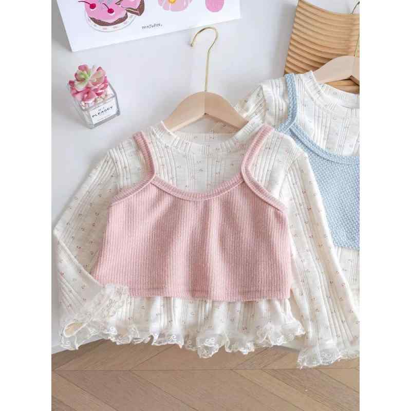 セットアップ ベビー 女の子 キッズ スウィート かわいい おしゃれ カジュアル 春秋 長袖 綿 コットン ..