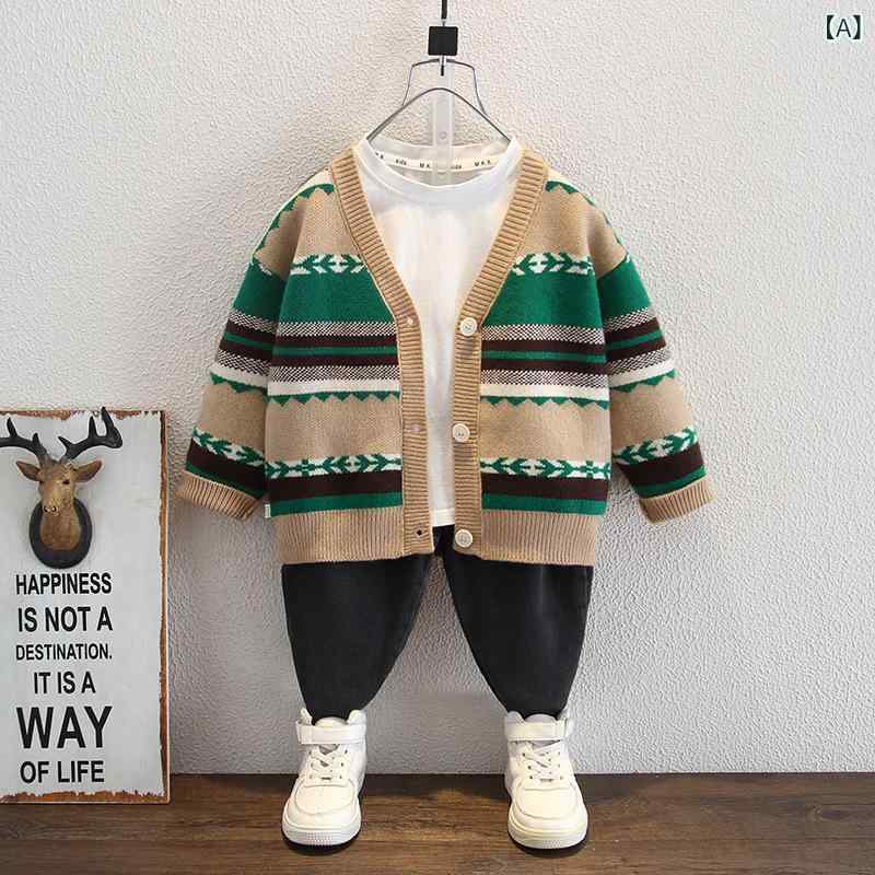 カーディガン 男の子 春秋冬 ニットウェア おしゃれ カジュアル 韓国 切り替え バイカラー 長袖 Vネッ..