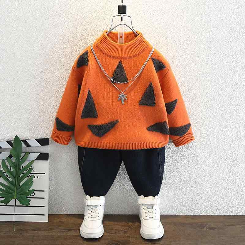 ニット 男の子 キッズ ハイネック タートルネック セーター トップス 厚手 暖かい 防寒 綿 コットン 柔..