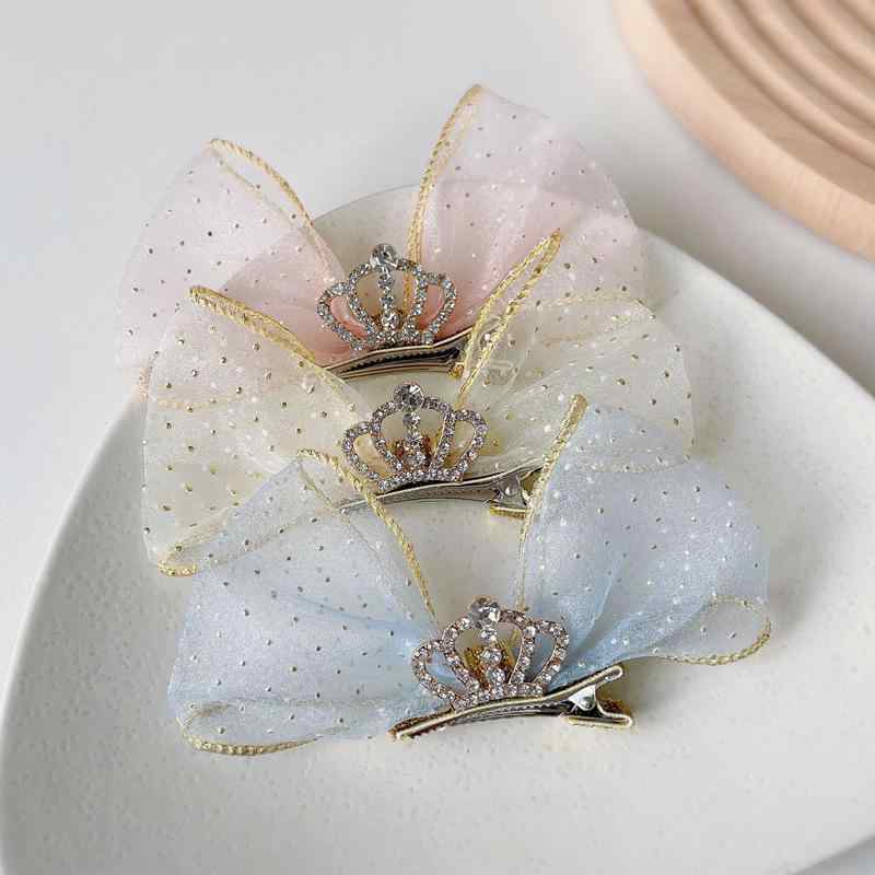 ヘアクリップ 女の子 キッズ ベビー 韓国 立体 リボン 蝶結び プリンセス 王冠 ティアラ かわいい 華や..
