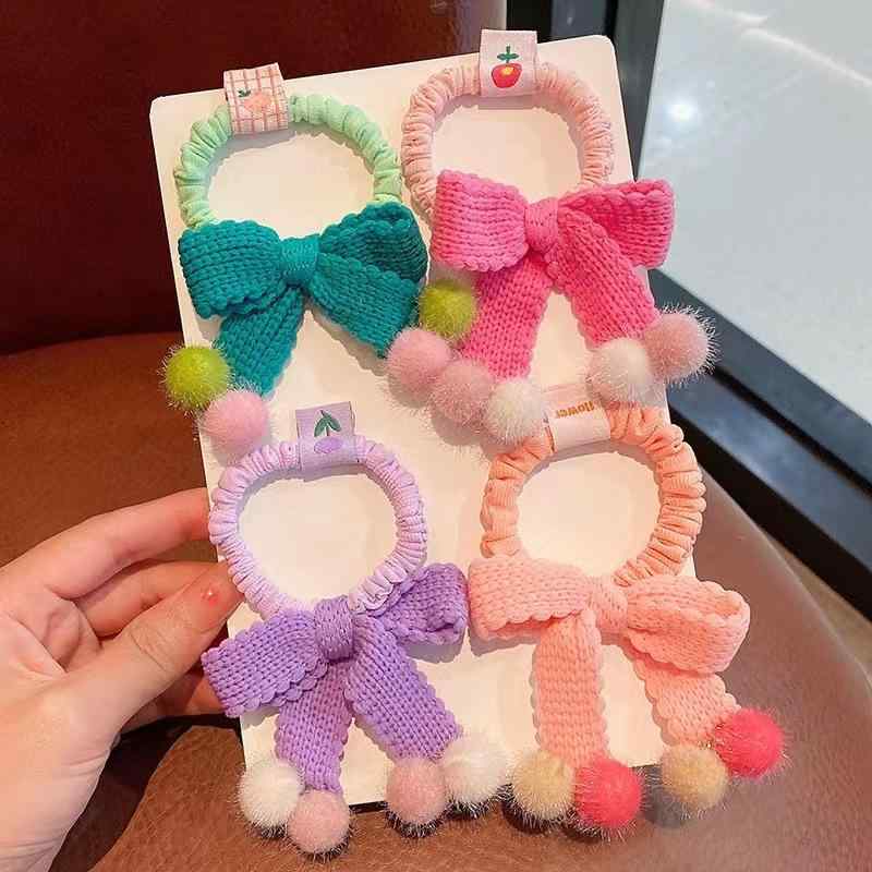 ヘアアクセサリー キッズ 女の子 ベビー 毛糸 ニット リボン 蝶々結び 髪に優しい かわいい ふわふわ ..