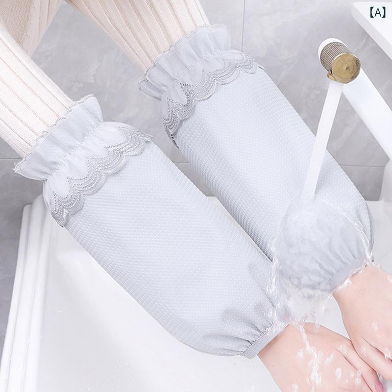 アームカバー レディース 女性用 ロング丈 防水 防油 撥水加工 汚れ防止 家事 炊事 キッチン 台所 作業..