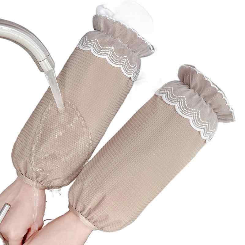 袖カバー レディース ロング丈 レース 防水 アームカバー 家事 炊事 台所 料理 掃除 作業用 防汚 油汚..