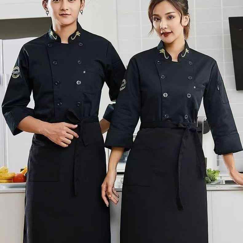 コックコート メンズ 男性用 厚手 長袖 飲食店 厨房 ホテル レストラン 惣菜店 ベーカリー 作業着 制服..